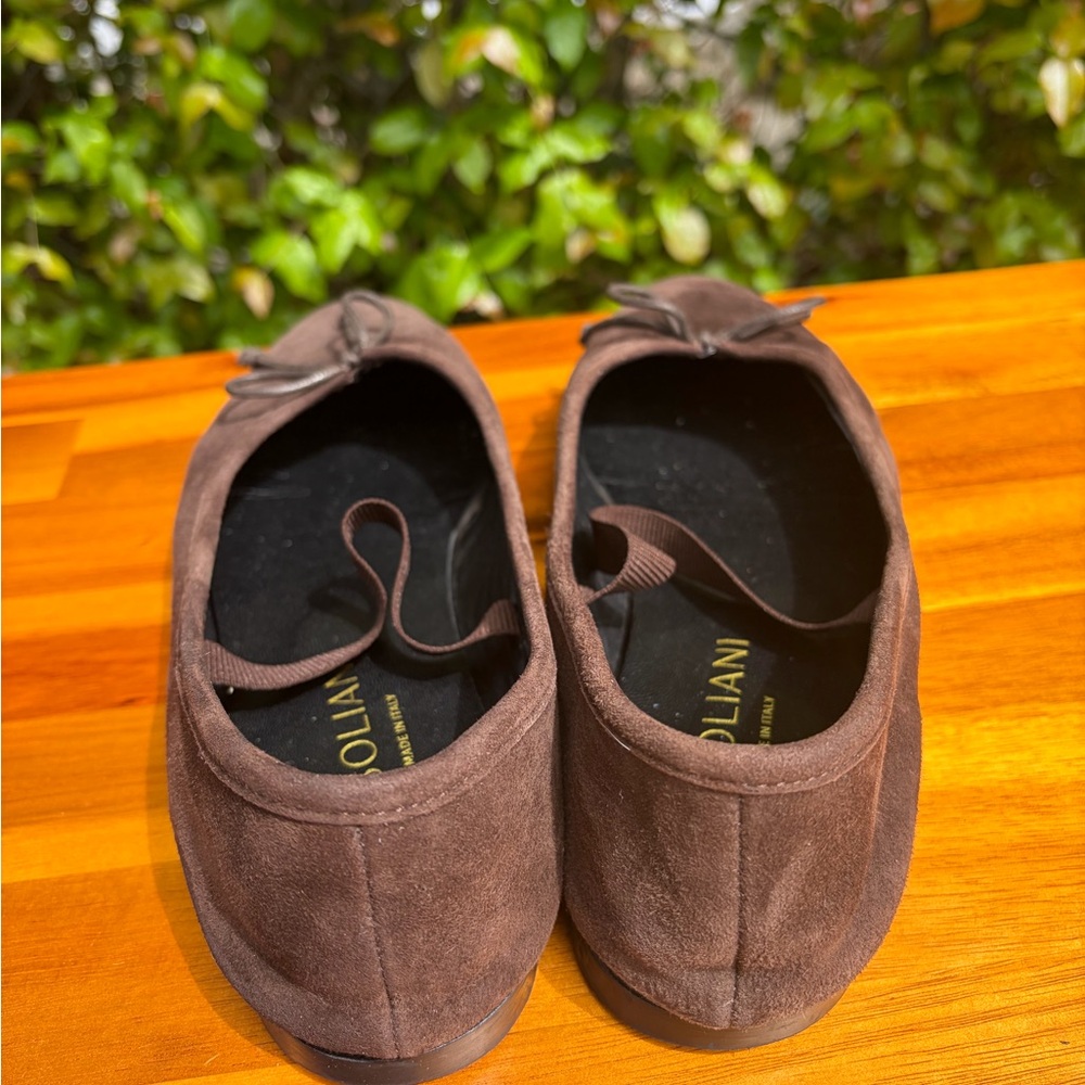 Women's Italian Brown Suede Mary Jane Flats with Bow Detail - Picture 5 of 8